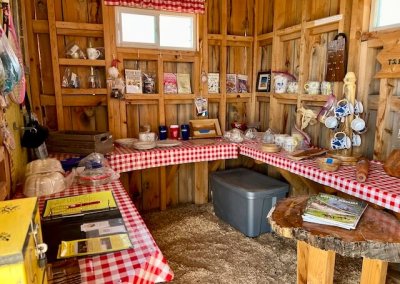 assorted sundries for sale in wooden building