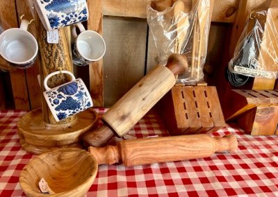 hand-turned wood kitchen utensils